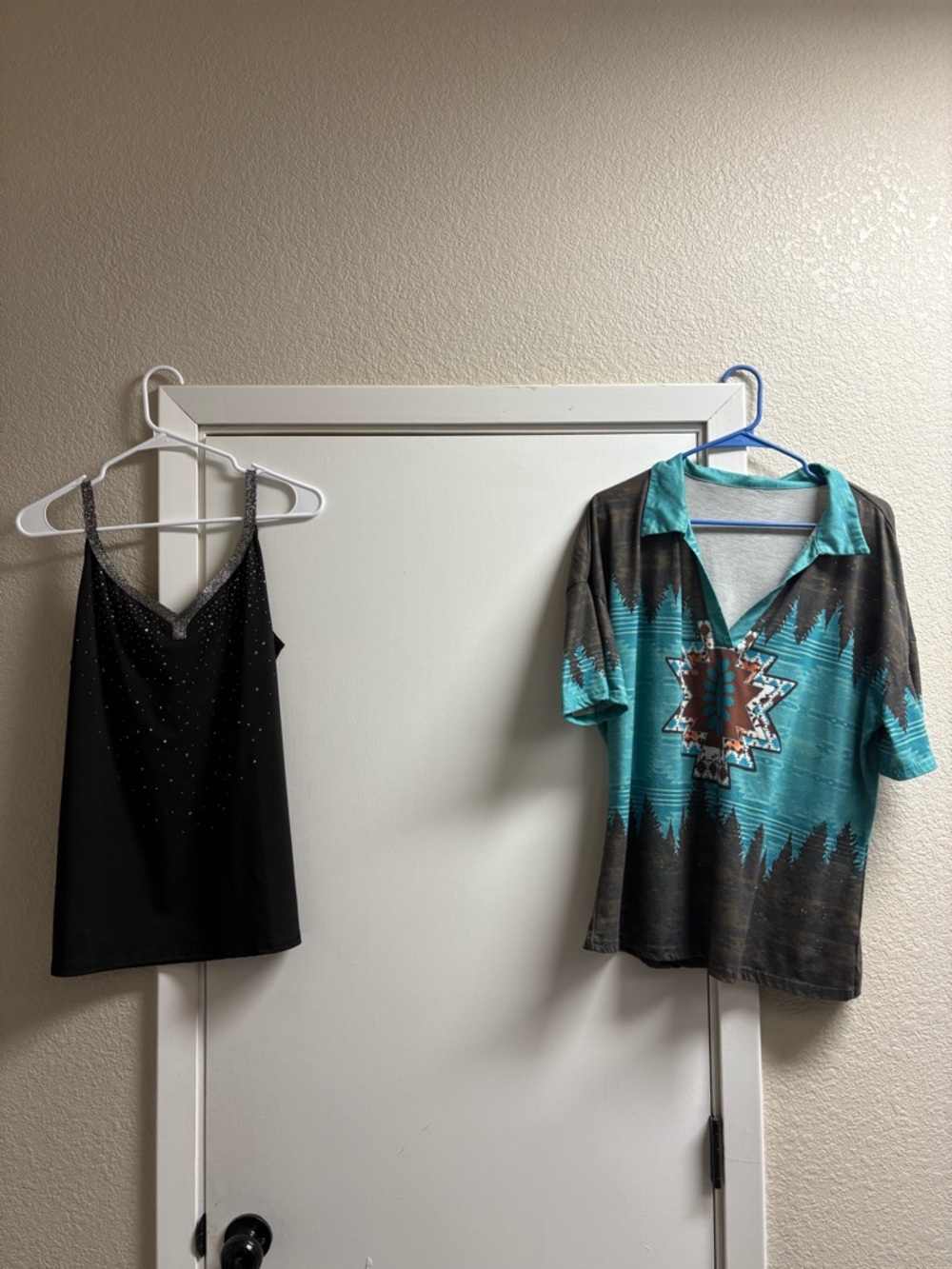 Turquoise and Brown Aztec Print Polo Shirt